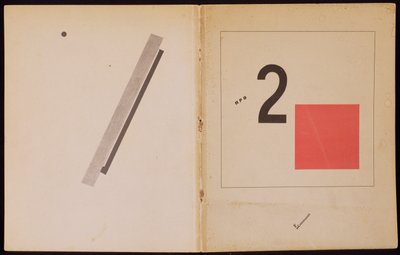 `Van Twee Vierkanten`, boekomslagontwerp, 1920, gepubliceerd in Berlijn, 1922 door Eliezer Markowich Lissitzky